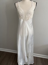 Vtg Victorias Secret Ivory Satin Lace Gown, Gold Label Size M