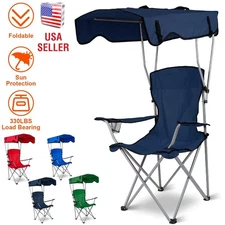 Foldable Beach Canopy Chair Sun Protection Camping Lawn 330LBS Load Folding Seat
