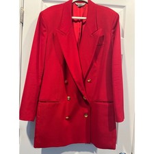 Austin Reed Vintage Red 100 Wool Double Breasted Blazer Gold Buttons Size 20W