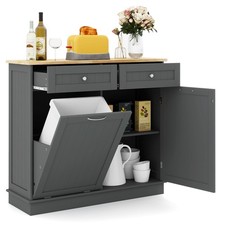 Tilt Out Trash Cabinet Grey 100x35x90cm Kitchen Storage Cabinet with Drawer