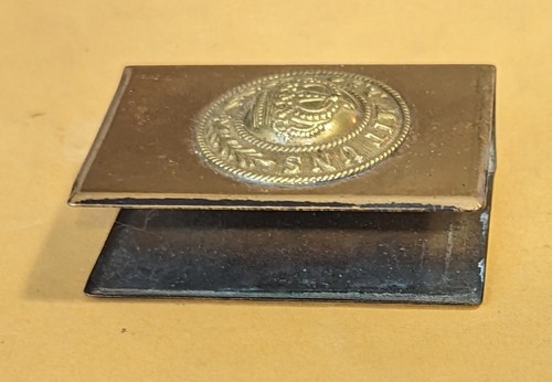 ***ANTIQUE WWI ERA GERMAN BRASS MATCHBOX HOLDER...GOTT MIT UNS