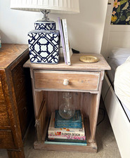 Vintage white wash bedside table/cabinet, cottage core