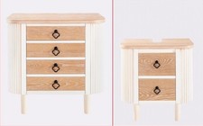 Waschbecken-Unterschrank/Kommode aus massivem Tannenholz weiß mit Schubladen