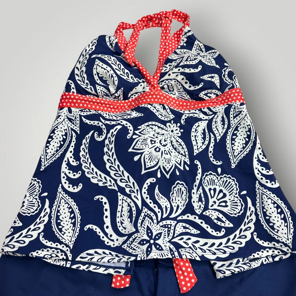 Traje de baño Jag Active para mujer L Tankini azul y blanco floral top y pantalones cortos Foto 2 de 4