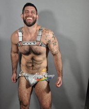 Men Leather Bulldog Body Harness Armor Buckles Adjustable Strap Belt Club Silver