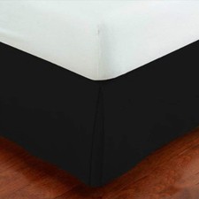 14" Drop Queen Size Black Bed Skirt, Pleated, Tailored, Dust Ruffle, Solid