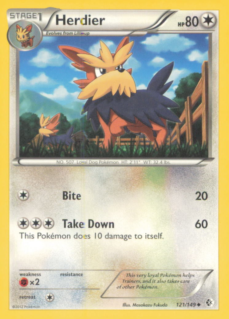 HERDIER 121/149 UNCOMMON BOUNDARIES CROSSED POKEMON NEAR MINT
