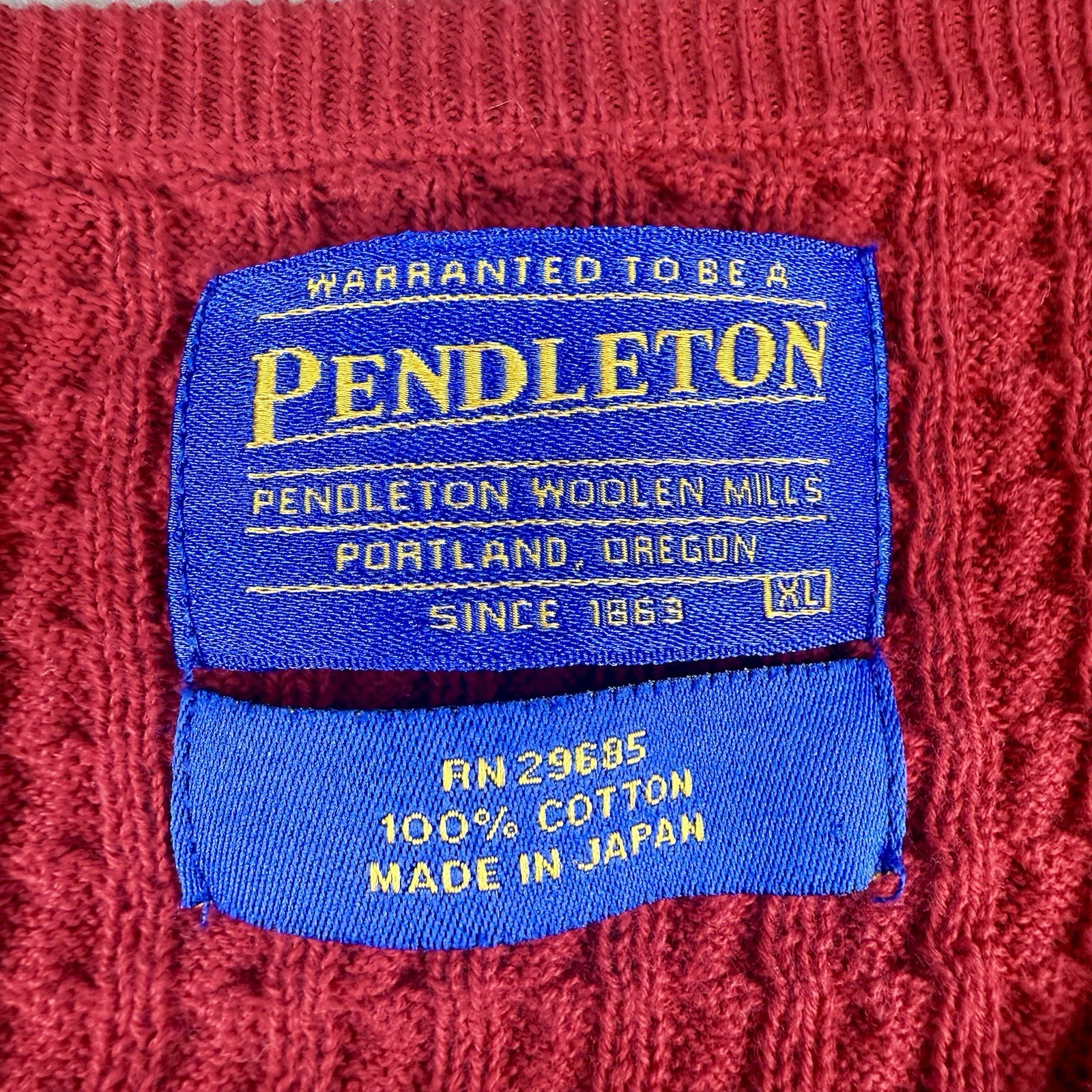 Vtg Pendleton Cable Knit V-Neck Pullover Sweater … - image 11