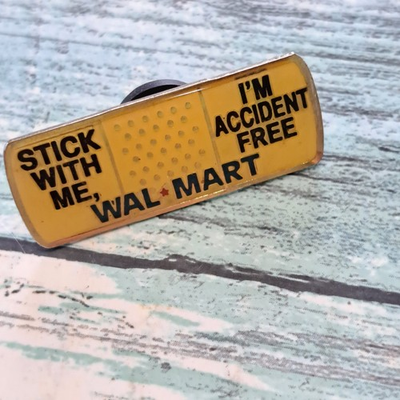 #ad Walmart Associate Employee Pin Stick With Me I#x27;m Accident Free Band Aide $10.65
