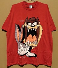 Vintage 1993 Looney Tunes Bugs Bunny Taz Tasmanian Devil T Shirt Red - Mens 2XL