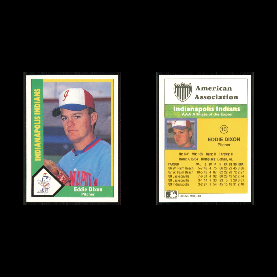 Eddie Dixon #60 1990 CMC Minor League Indianapolis Indians Baseball Card MLB NM - Image 3 of 3