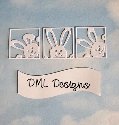 Osterhase Hase kleiner quadratischer Rahmen gestanzte Karte Topper x 15 Farbwahl