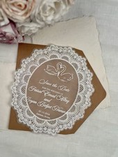 Personalised Lace Wedding Invitation Vintage Save the Date Invite Card 100 Pack
