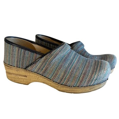Dansko Jute Pro Clogs Size 40 Multicolored Woven Casual Everyday Hippie Comfort