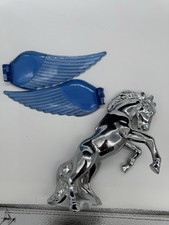 VINTAGE RARE NOS BLUE WINGED HORSE HOOD ORNAMENT RADIATOR CAP CAR MASCOT RAT ROD