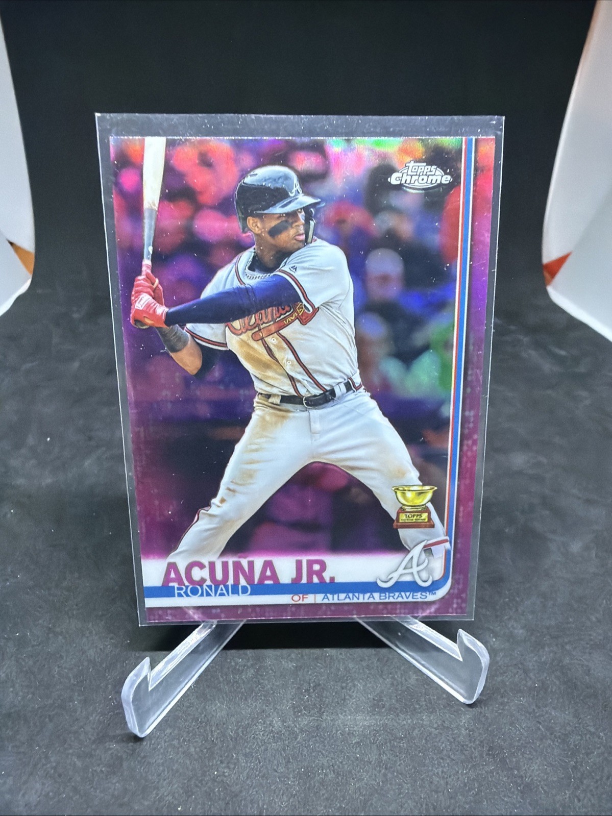 2019 Ronald Acuna Topps Chrome Rookie Cup PINK REFRACTOR #117 - Atlanta Braves