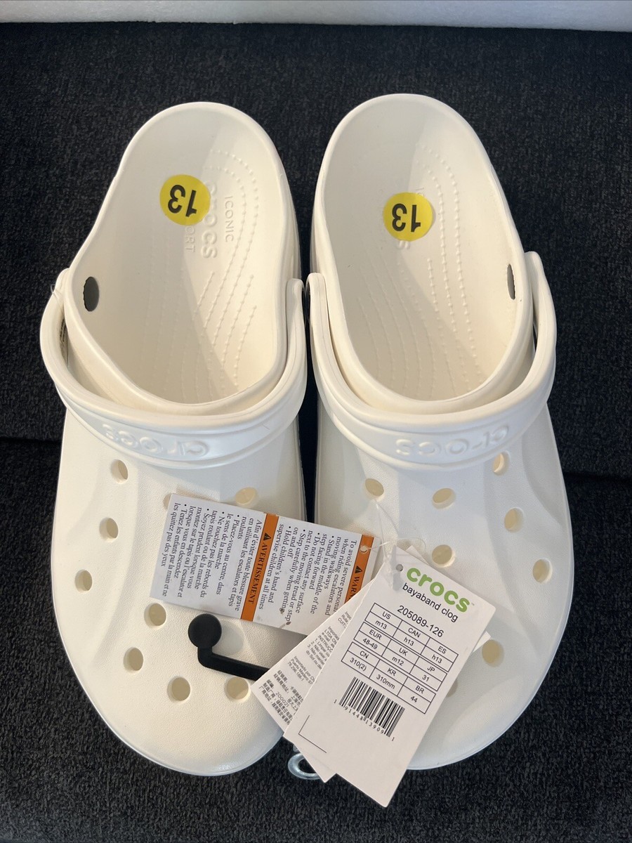 Crocs 205089 Size-7 Women's Bayaband Clog Sandal - White for sale