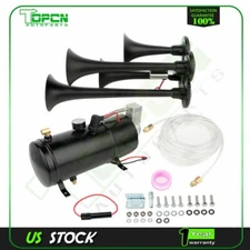 150dB Train Air Horn Kit 4 Trumpet  Air Compressor Complete System For Car Truck