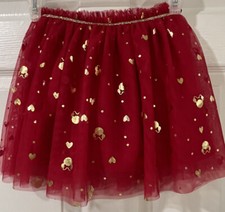 Disney Junior Minnie Mouse Heart Girls Size 5 Elastic Waist Red Skort Tutu Tulle