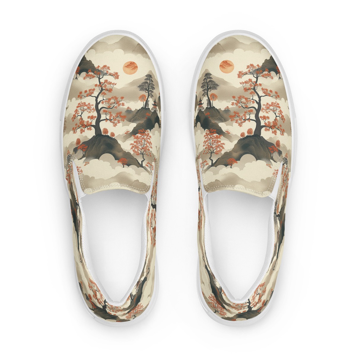 nao海外shopgallery Nihonga Japanese Japan Painting Women's slip-on canvas shoes