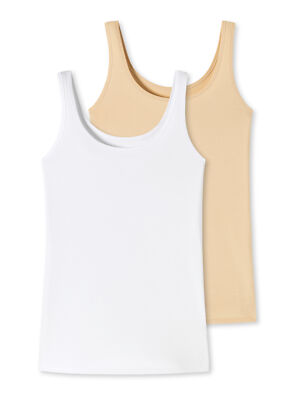 Schiesser Uncover Damen Trägertop 2-Pack Sommertop Ärmelloses Shirt