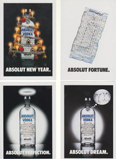 6 VERSCHIEDENE ABSOLUT  VODKA KARTEN  - WERBEPOSTKARTE AUS ITALIEN   ( IT 18  )