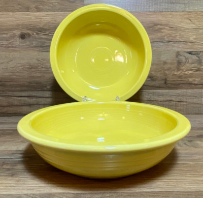 SET OF 2 - FIESTA WARE HLC USA - SUNFLOWER YELLOW LG. 8'' VEGETABLE SERVING BOWLS