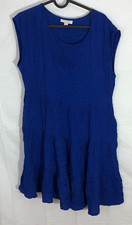 Knox Rose boho tiered dress XS Dark Blue crinkle pockets beach hippie Sleeveless