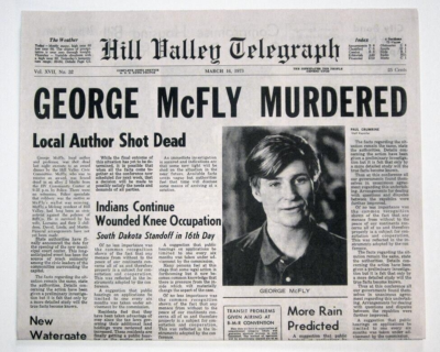 #ad 1985 Back To The Future Hill Valley Telegraph George McFly Murderd Replica ⚡🕖 $2.49