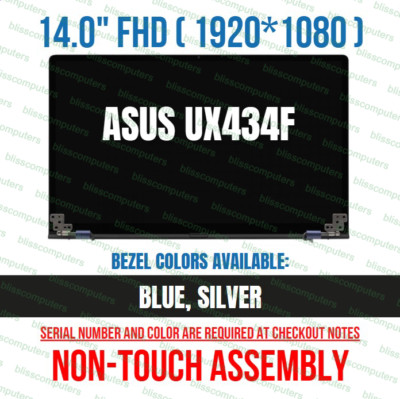 Asus Zenbook 14 UX434 UX434F LCD Screen Full assembly Hinge up Blue Non Touch