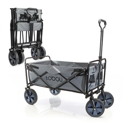 Toboli Bollerwagen Faltbar Teleskopgriff Grau Transportwagen Handwagen Strand