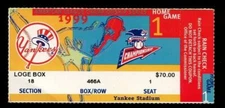 Bernie Williams 10th In HR - Baseball Ticket 1999 New York Yankees ALCS GM1 
