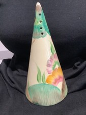 Clarice Cliff Conical Sugar sifter in Rare Aurea colourway superb Art Deco 14cms
