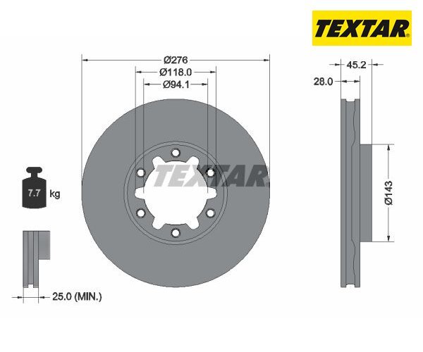 2 St. Bremsscheibe Pro Textar 92338603 FüR Nissan Cabstar-image