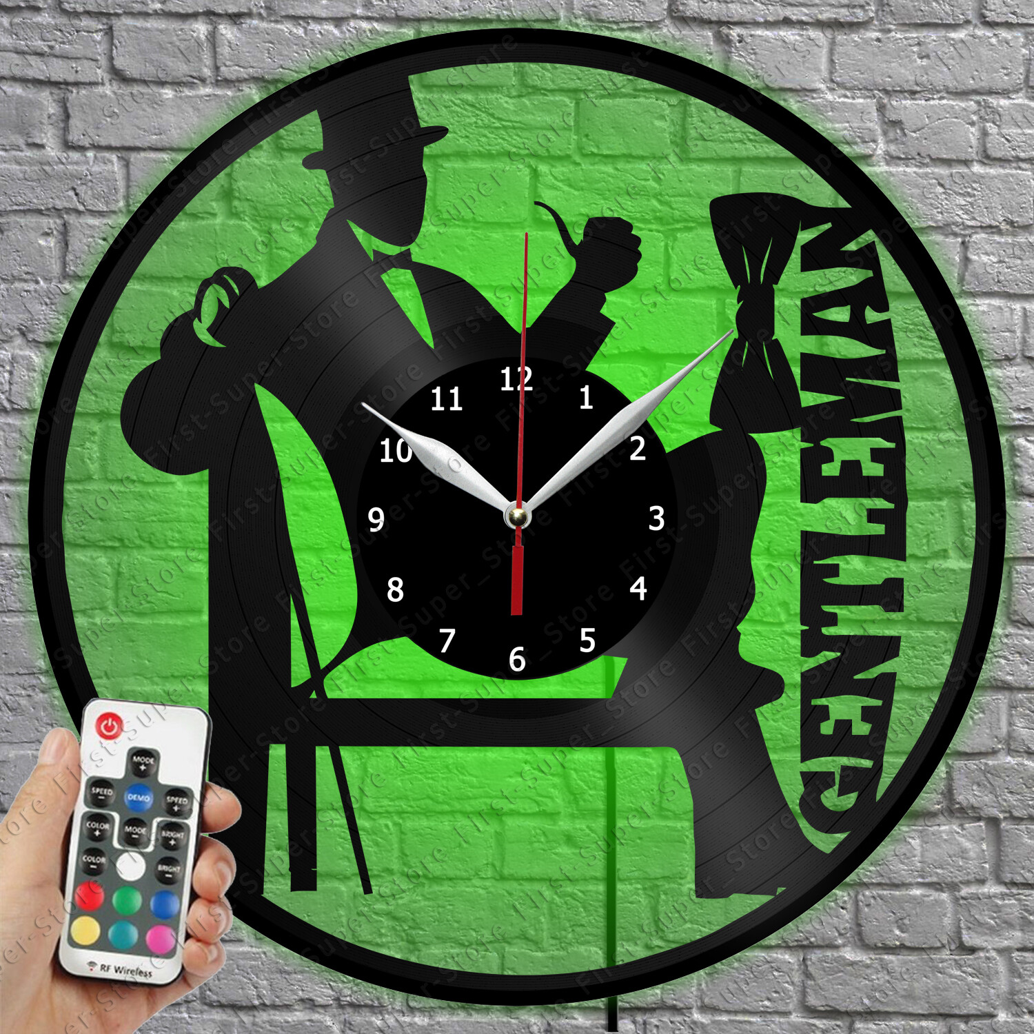 Vintage Vinyl Record LED Wall Clock for Men - Unique Light-Up Decor 1656