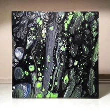 Original oil painting for home decor on wood panel 6”x6”, abstract miniature