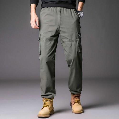 Men Casual Cargo Pant Multi Pocket Tactical Loose Trousers Quick Dry Outdoor - Picture 3 of 16