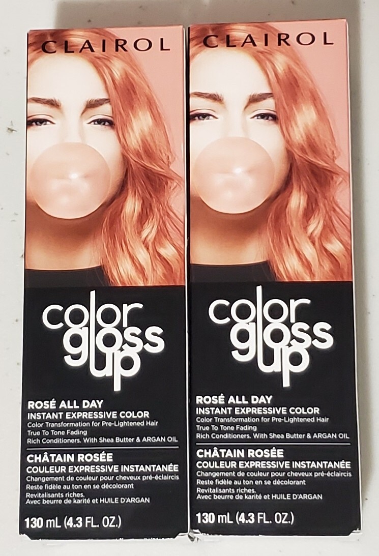 SET OF 2 Clairol Color Gloss Up Play It Cool Rose all Day Instant Toning