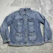 Venezia Denim Chore Jacket Womens 14/16 Blue Stretch Button Y2k Grunge