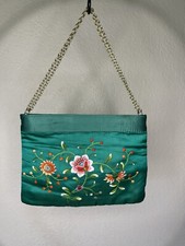 Walborg Green Satin Vintage Purse. 9 X 6.5
