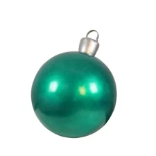 Garden Elements Fiberglass Green Ornament Ball Christmas Statue, 26in