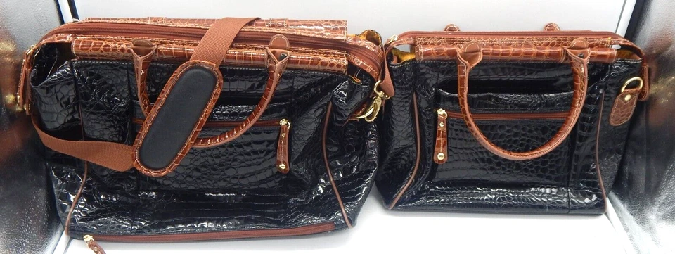 Сумки выходные Samantha Brown 2 шт. искусственный крокодил аллигатор черные коричневые - Изображение 3 из 4