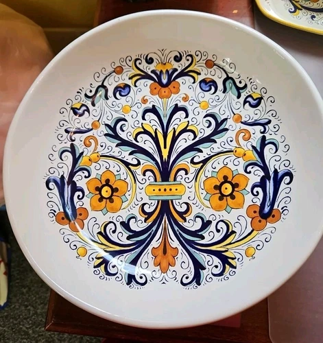 Nova Deruta Italian Pottery 11" Pasta /Fruit Serving Bowl Hand Painted BEAUTIFUL