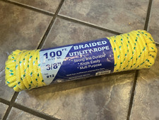 Braided Utility Rope 3/8" x 100' - Multifilament Polypropylene yellow