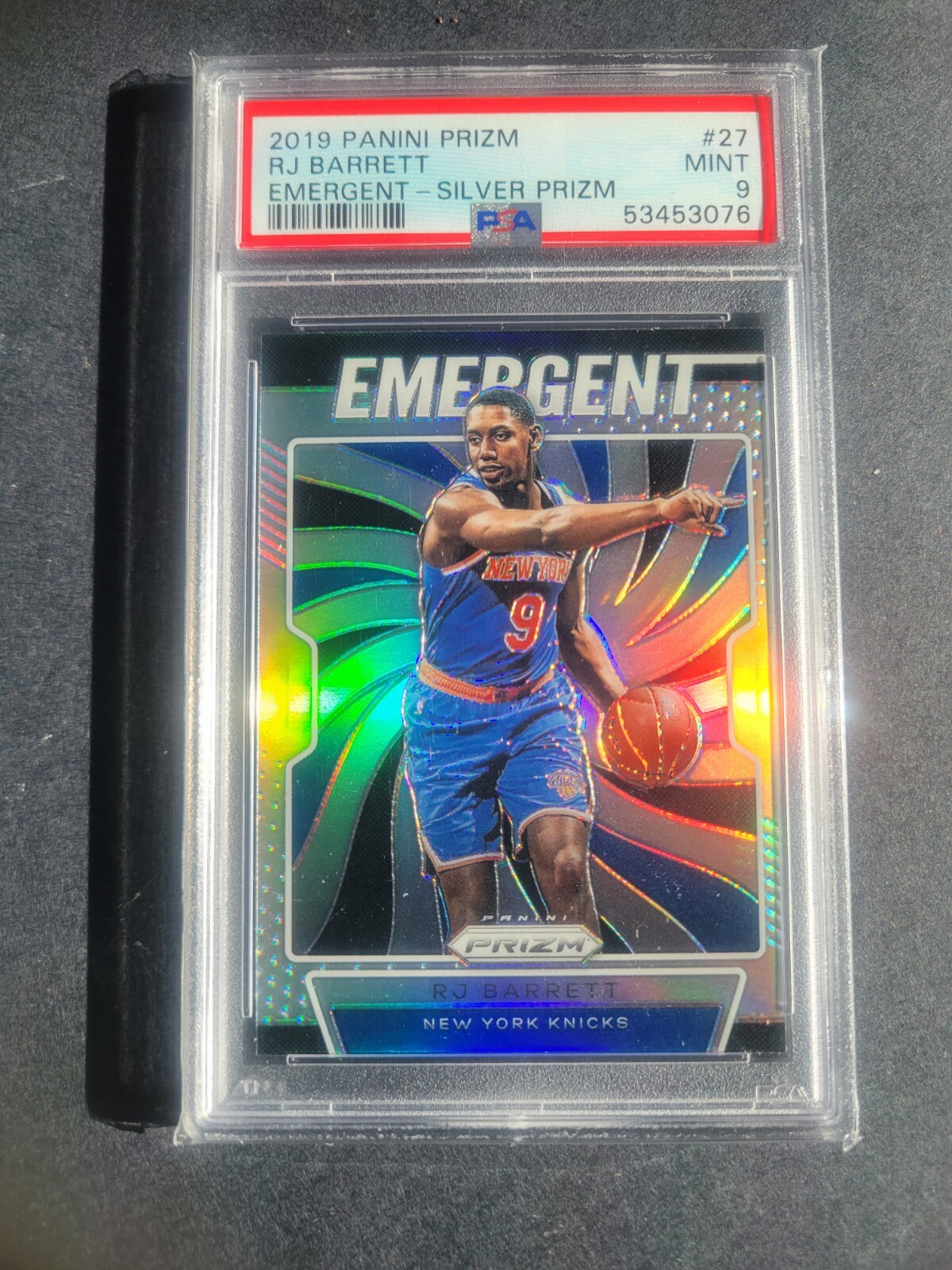 2019-20 Panini Prizm - Emergent Silver Prizm #27 RJ Barrett (RC) PSA 9 Raptors
