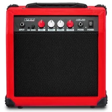 LyxPro Electric Guitar Amp 20 Watt Guitar Amplifier W/Built-in Speaker, Red
