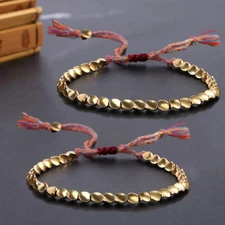 2PC Handmade Tibetan Buddhist Braided Copper beads Cotton String Women Bracelet#