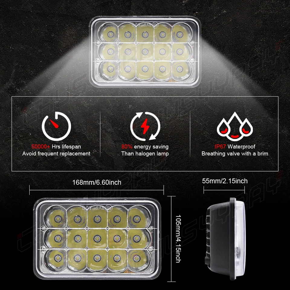 4x6" LED Headlight Hi-Lo Beam Projector for For Honda XR250 XR250L XR650L XR650R - Image 4 of 4