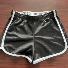 Girl  s Justice Black Mesh Shorts, size 10.