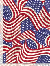 Patriotic Fabric USA Packed Flags Rustic C8365 Cotton Timeless Treasures Yard